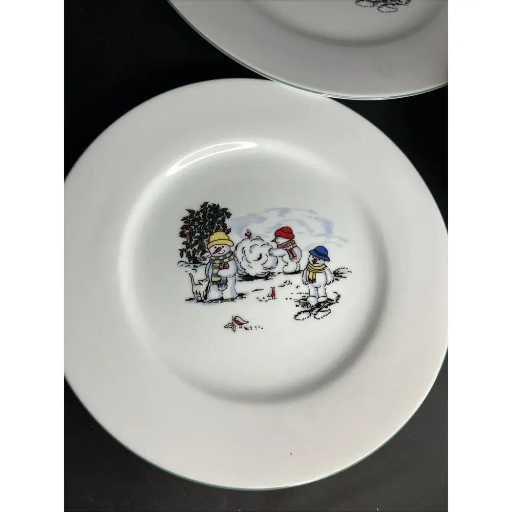 Global Design Porcelain Snowman Christmas Dinner Plate, Salad, Bowl Set Of 3